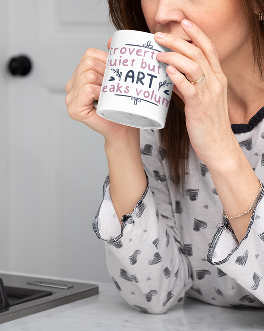 "Introverted and Quiet But My Art Speaks Volumes" Ceramic Mug